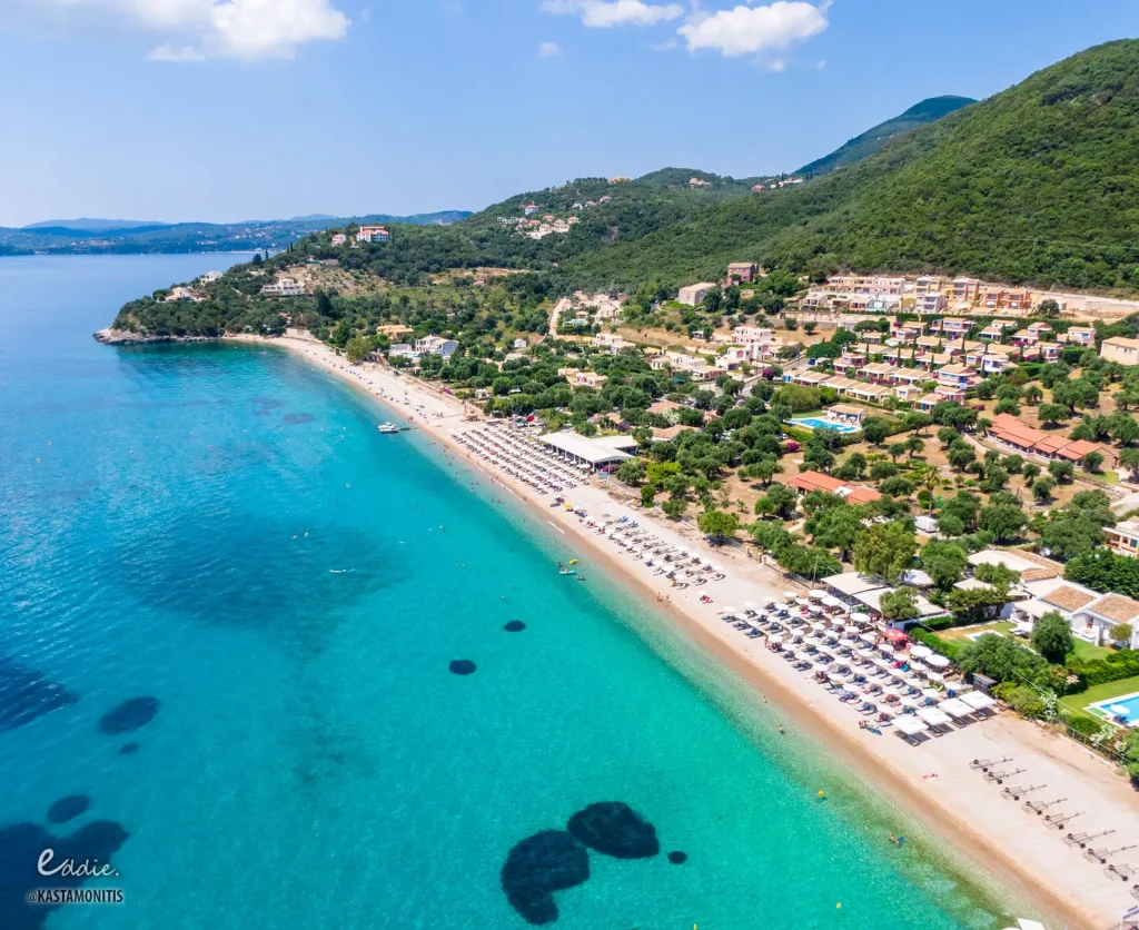 barbati beach corfu aerial view